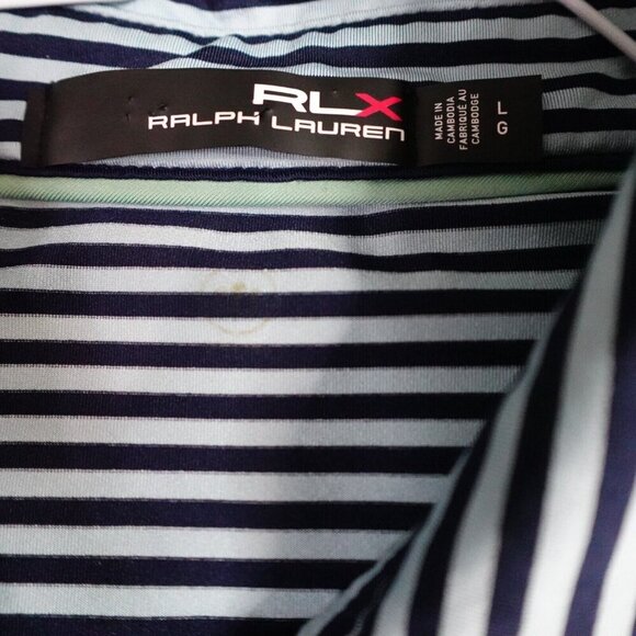 RLX Ralph Lauren Polo Shirt Large Blue Striped U.S. Open 2020 Winged Foot - Picture 4 of 7